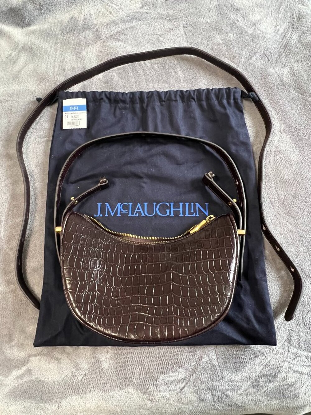 J.Mclaughlin Mezzaluna Croc-Embossed Leather Handbag
